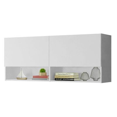 Armário Aéreo Para Escritório Com Nicho E Prateleira 120cm Branco Madesa Branco