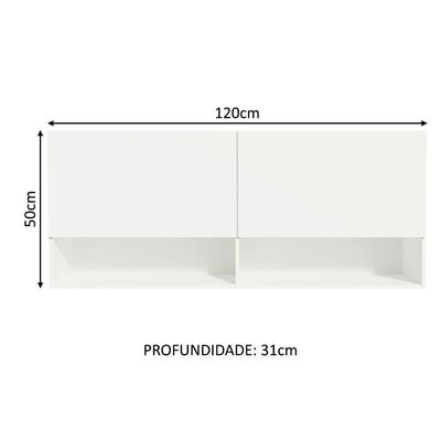 Armário Aéreo Para Escritório Com Nicho E Prateleira 120cm Branco Madesa Branco