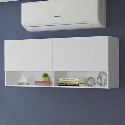 Armário Aéreo Para Escritório Com Nicho E Prateleira 120cm Branco Madesa Branco