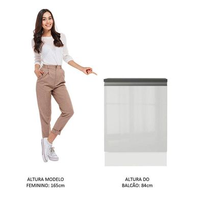 Balcão Acordes 100% Mdf 60cm 1 Porta Frente Branco Brilho