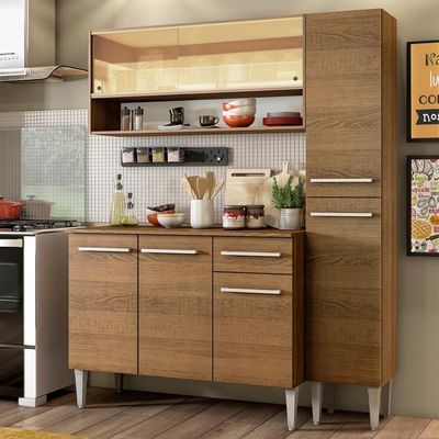 Cozinha Compacta Emilly Art com Balcão e Armário Madesa