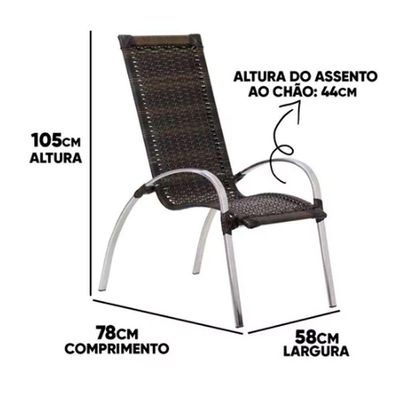 Jogo De 4 Cadeiras E Mesa Em Alumínio Garden Trama Original Pedra Ferro