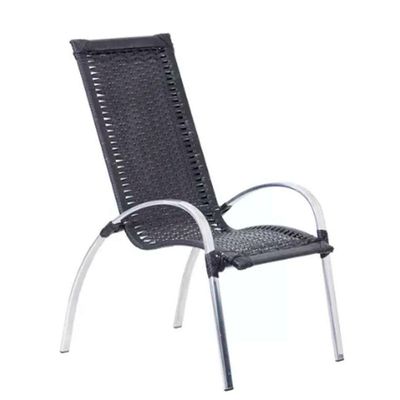 Jogo De 4 Cadeiras E Mesa Em Alumínio Garden Trama Original Preto