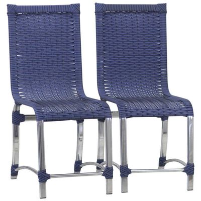 10 Cadeiras Haiti E Mesa De Jantar 240x100 Alumínio Trama Azul Dark