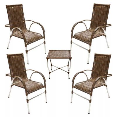 Kit 4 Cadeiras Vênus E Mesa De Centro Garden Trama Original Argila