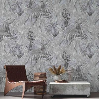 Papel De Parede Attractive 2 Folhagem Cinza 368203