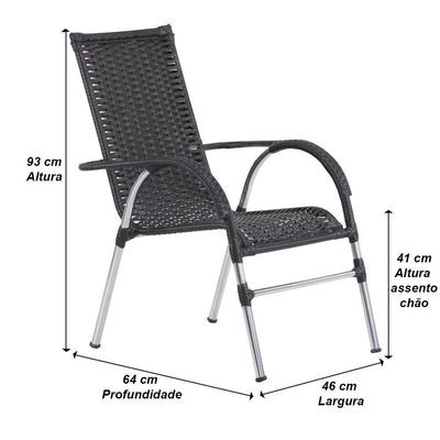 4 Cadeiras E Mesa, 2 Espreguiçadeiras E Mesa Trama Original Pedra Ferro