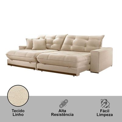 Sofá Duque Dois Módulos De 80cm B25cm Meu Sofá Online A294 Linho Creme