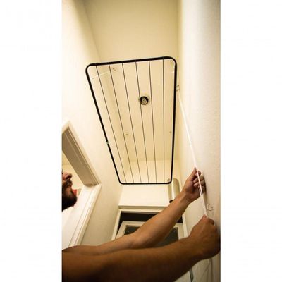 Varal De Teto Em Aço Suspenso 120x56 Mor Cor:preto Preto