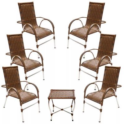 Jogo 6 Cadeiras E Mesa Para Varanda Vênus Trama Original Argila