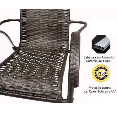 Kit 2 Espreguiçadeiras 2 Mesas E 4 Cadeiras Vênus Trama Preto