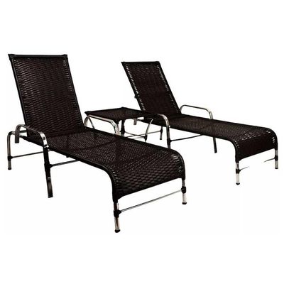 Kit 2 Espreguiçadeiras 2 Mesas E 4 Cadeiras Vênus Trama Preto