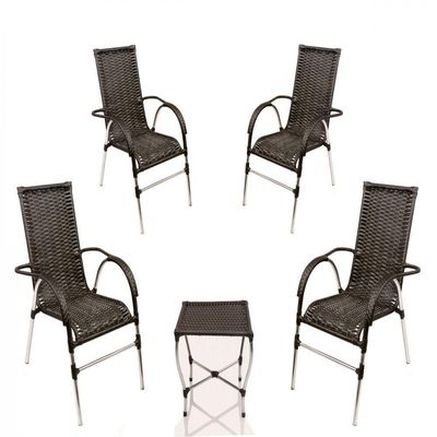 Jogo 4 Cadeiras E Mesa E Jardim Trama Original Pedra Ferro