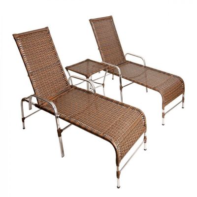 4 Cadeiras + 2 Mesa + 2 Espreguiçadeiras + 1 Chaise Trama Argila