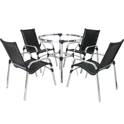 4 Cadeiras + 2 Mesa + 2 Espreguiçadeiras + 1 Chaise Trama Preto
