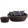 Chaise E Puff Munique Tricô Náutico Jardim Piscina Preto