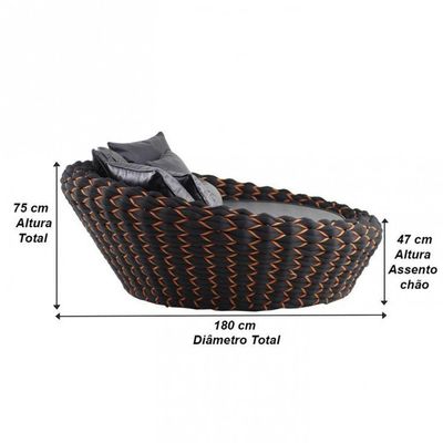 Chaise Munique Tricô Náutico Jardim Piscina Preto