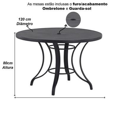 6 Cadeiras Ascoli Mesa Ripado Aluminio Jardim Piscina Pedra Ferro