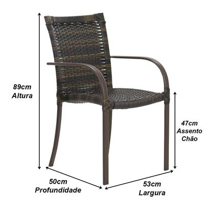 6 Cadeiras Ascoli Mesa Ripado Aluminio Jardim Piscina Pedra Ferro