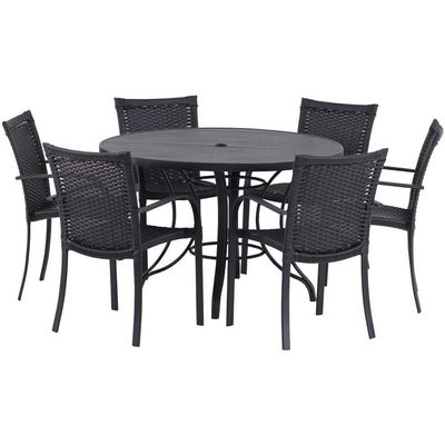 6 Cadeiras Ascoli Mesa Ripado Aluminio Jardim Piscina Pedra Ferro