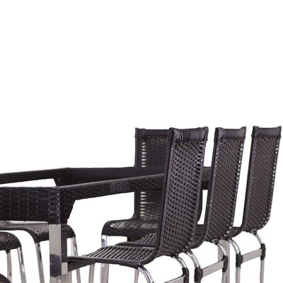 6 Cadeiras Haiti E Mesa De Jantar Haiti Em Alumínio Trama Tabaco