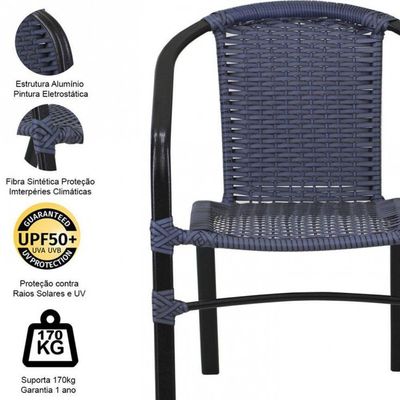 Conjunto 4 Cadeiras E Mesa Floripa Tampo Ripado Trama Pedra Ferro