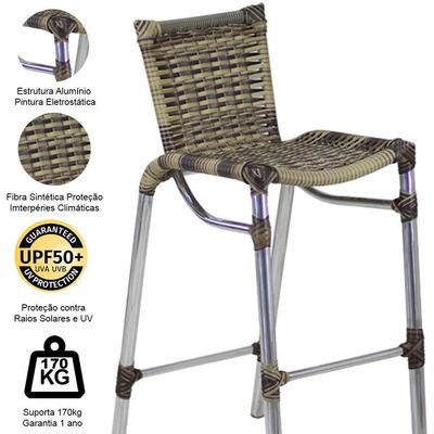 Banqueta Alumínio Fortaleza Alta Para Balcão Trama Original Capuccino