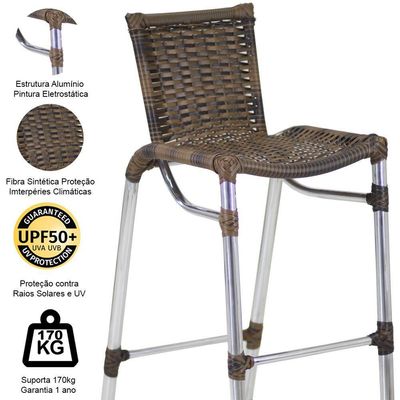 Banqueta Alumínio Fortaleza Alta Para Balcão Trama Original Argila