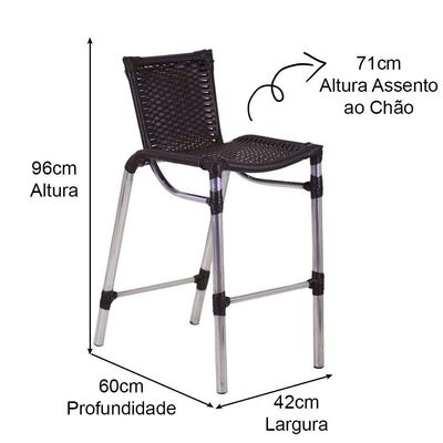 Banqueta Alumínio Fortaleza Alta Para Balcão Trama Original Tabaco