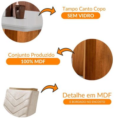 Conjunto Mesa Olímpia 90cm Tampo Mdf 4 Cadeiras Liz Moderna Vel. Marrom/off White/imbuia