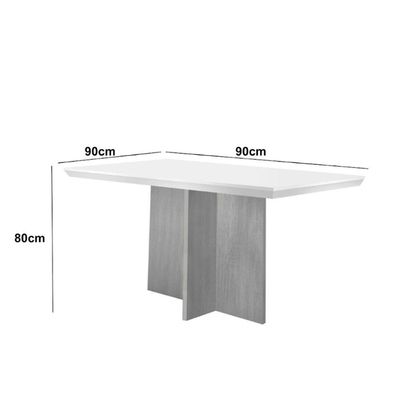 Conjunto Mesa Olímpia 90cm Tampo Em Mdf 4cad Liz Moderna Linho Grafite E Imbuia
