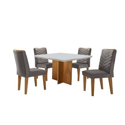 Conjunto Mesa Olímpia 90cm Em Mdf 4 Cadeiras Liz Moderna Vel. Grafite Off White Imbuia