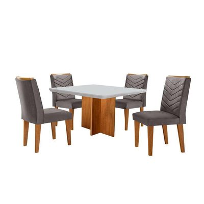 Conjunto Mesa Olímpia 90cm Tampo Mdf 4 Cadeiras Liz Moderna Vel. Grafite Off White Imbuia