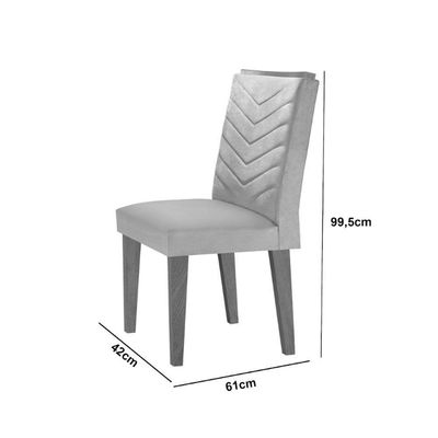 Conjunto Mesa Olímpia 90cm Tampo Mdf 4 Cadeiras Liz Moderna Turim / Off White / Imbuia