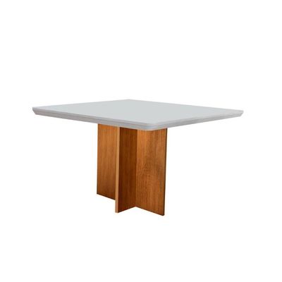 Conjunto Mesa Olímpia 90cm Tampo Mdf 4 Cadeiras Liz Moderna Turim / Off White / Imbuia