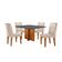 Conjunto Mesa Olímpia 90cm Tampo Em Mdf 4cad Liz Moderna Veludo Creme/grafite/imbuia