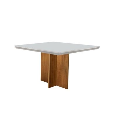 Conjunto Mesa Olímpia 90cm Em Mdf 4 Cadeiras Liz Moderna Turim / Off White / Imbuia