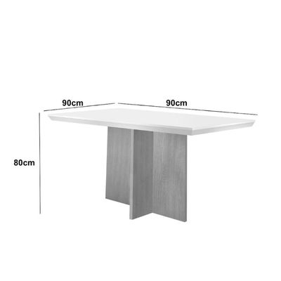 Conjunto Mesa Olímpia 90cm Em Mdf 4 Cadeiras Liz Moderna Turim / Off White / Imbuia