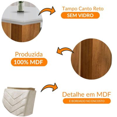 Conjunto Mesa Olímpia 90cm Em Mdf 4 Cadeiras Liz Moderna Turim / Off White / Imbuia