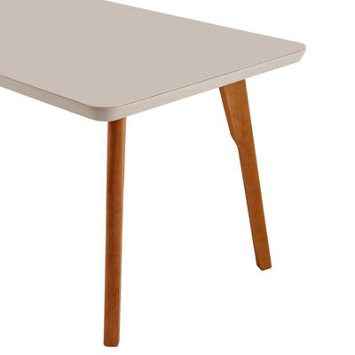 Conjunto Mesa 160cm Com Vidro E 6 Cadeiras Malta Moderna Linho Palha Off White Imbuia