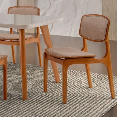 Conjunto Mesa 160cm Com Vidro E 6 Cadeiras Malta Moderna Linho Palha Off White Imbuia