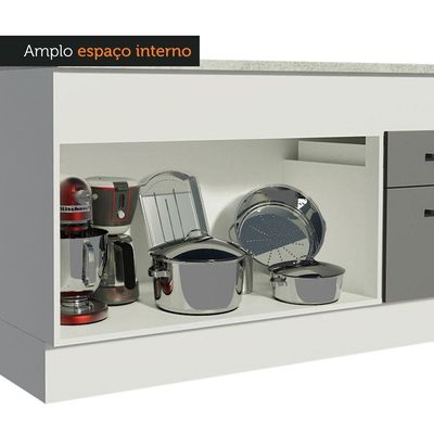Balcão De Pia 150 Cm 2 Portas E 2 Gavetas Branco/Cinza