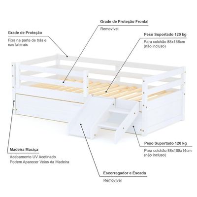 Bicama Solteiro Slim Rb E Mini Escada/escorregador Branco Housin