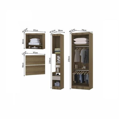 Quarto De Solteiro Com Guarda Roupas Mesa De Cabeceira E Nicho Paris Luciane Móveis Avelã Pf Com C
