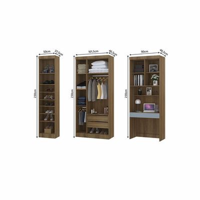 Quarto Home Office Com Guarda Roupas E Bancada De Estudos Paris Luciane Móveis Avelã Pf Com Grey S