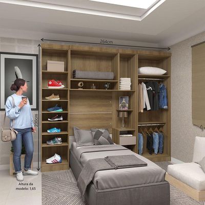 Quarto De Solteiro Com Guarda Roupas E Mesa De Cabeceira Paris Luciane Móveis Avelã Pf Com Cinammo