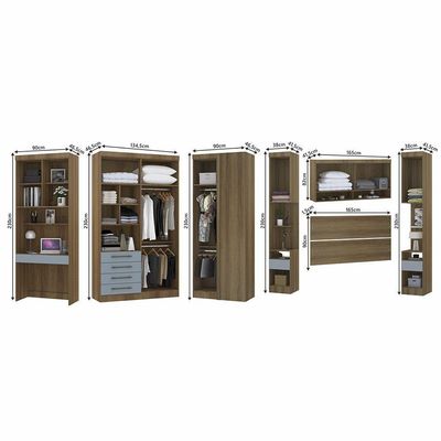 Quarto De Canto Casal Com Guarda Roupas Cabeceira E Bancada Home Office Paris Luciane Móveis Avelã
