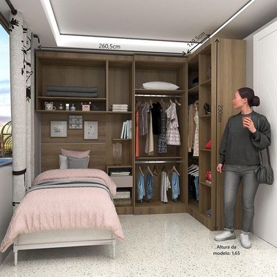 Quarto De Canto Solteiro Com Guarda Roupas Cabeceira E Mesa De Cabeceira Paris Luciane Móveis Avel