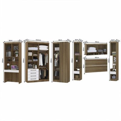 Quarto De Canto Casal Com Guarda Roupas Cabeceira E Bancada Home Office Paris Luciane Móveis Avelã