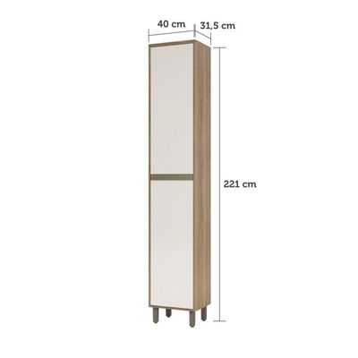 Paneleiro 40 Cm 2 Portas De Abrir Mel Vanilla C/Pérola Off